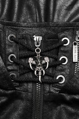 Black Ghost Head Pendant Metal Rivets Hooded Women's Steampunk Cape - Product - 5