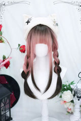 Pink/Brown Natural Gradient Sweet Lolita Long Straight Wigs - Pink/Brown - 1
