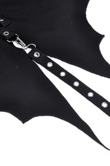 Black Short Sleeves Lace-Up Buckled Women's Punk Cat Ear Hooded Short Cape - Product - 18