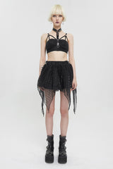 Black Bright Mesh Metal Buckle Decoration Playful And Cute Tutu Short Women's Punk Skirt - Product - 4