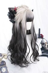 White /Black Gradient Long Curly Classic Lolita Wig - Product - 4
