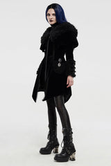 Black Long Sleeves Metal Buckle Hooded Womens Gothic Cloak Coat - Product - 4