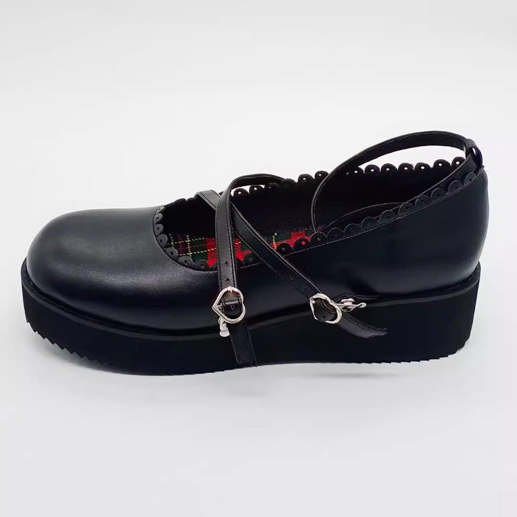 Black Doll Round Toe Soft Sister Cute Student Platform Shoes - Product - 2