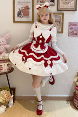 [Cream Snow Cat] Winter Ruffle Bowknot Sweet Lolita Jsk Dress 3 Colors - Product - 4
