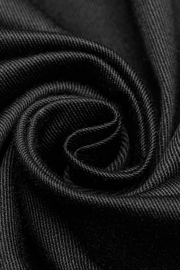 Black Lapel Collar Short Sleeves Men's Punk Blouse - Product - 7