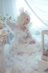 [Wishing Stars] Double-Layered Ruffle Bowknot Lace-Up Gothic Lolita Jsk Dress Version 1 - Product - 8