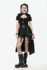Black Women's Punk Metal Chain Belt Skirt with Straps - Product - 6