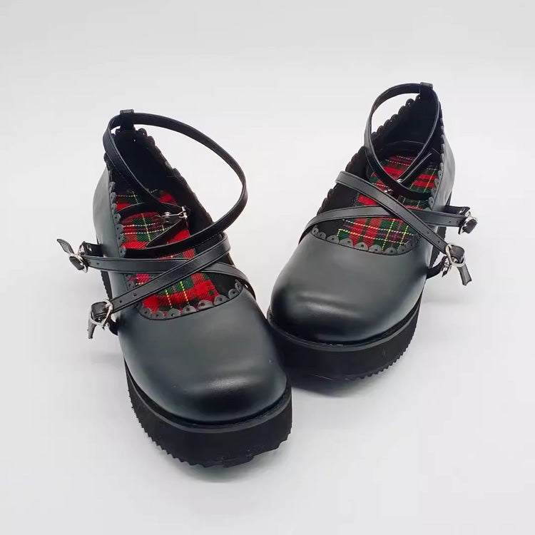 Black Doll Round Toe Soft Sister Cute Student Platform Shoes - Product - 7