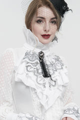 Black Ruffle Embroidered Chiffon Three Dimensional Lace with Beads In The Middle Women's Gothic Bow Tie - Product - 4