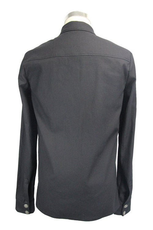 Black Cotton Long Sleeves Mens Punk Blouse - Product - 5