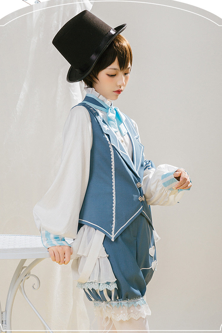 Blue/White Alice Detective Series Ouji Lolita Set - Product - 6