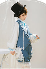 Blue/White Alice Detective Series Ouji Lolita Set - Product - 6