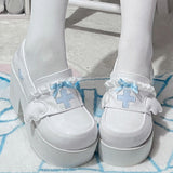 Medical Series Bowknot Ribbon Ruffled Round Toe Sweet Lolita Platform Shoes 4 Colors - Product - 3