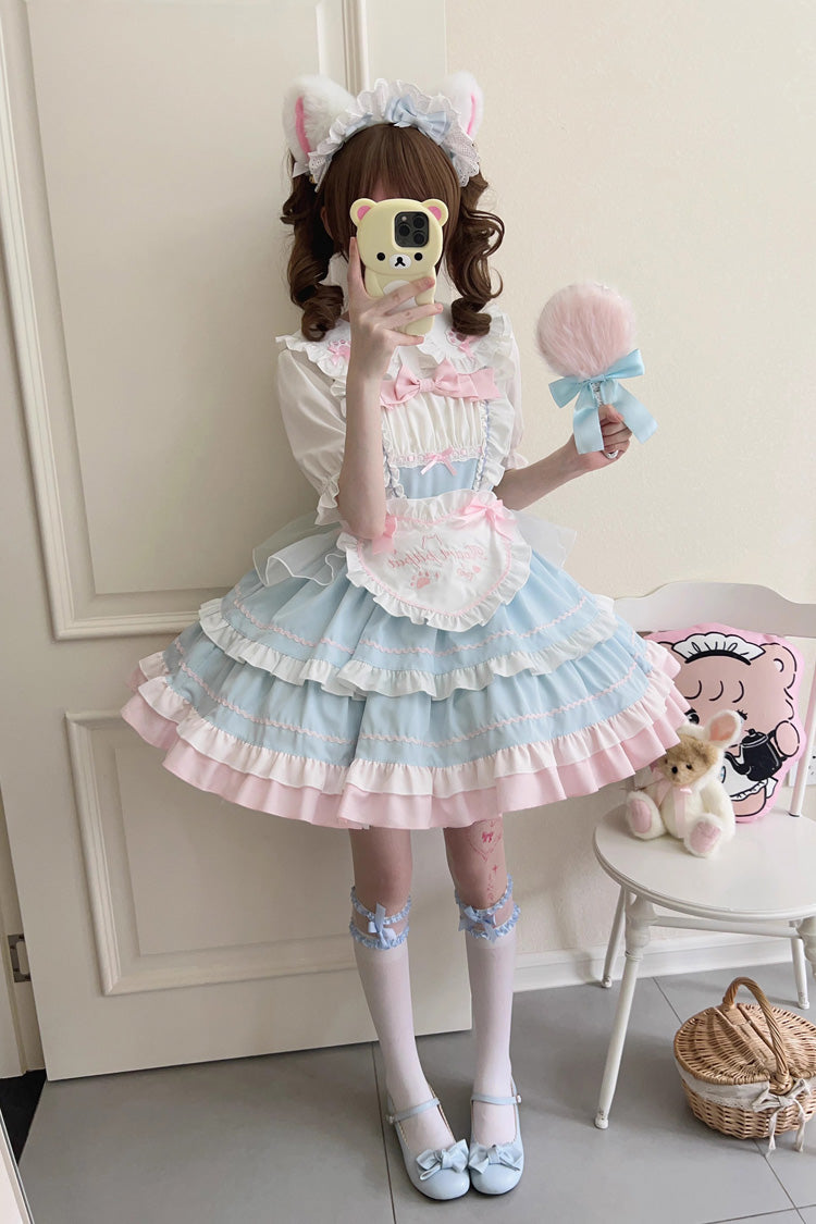 Cat Ear Story Multi-layer Ruffle Bowknot Sweet Lolita Jsk Dress 4 Colors - Product - 10