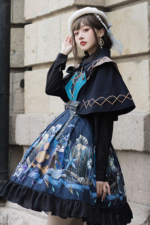 Dark Bule Sea of Abyss Japanese Style Ruffled Classic Lolita JSK Dress - Product - 5