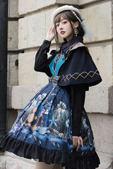 Dark Bule Sea of Abyss Japanese Style Ruffled Classic Lolita JSK Dress - Product - 5