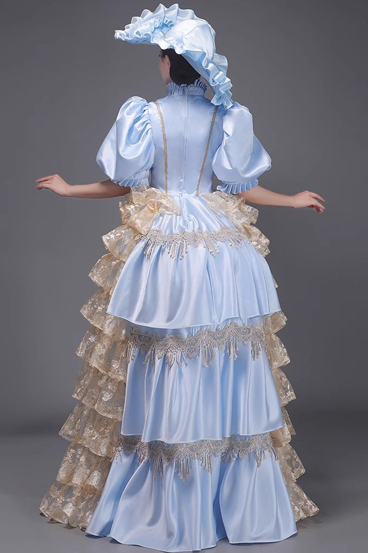 European Style Long Sleeves Multi-layer Ruffle Classic Elegant Princess Victorian Dress 3 Colors - Product - 14