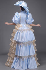 European Style Long Sleeves Multi-layer Ruffle Classic Elegant Princess Victorian Dress 3 Colors - Product - 14