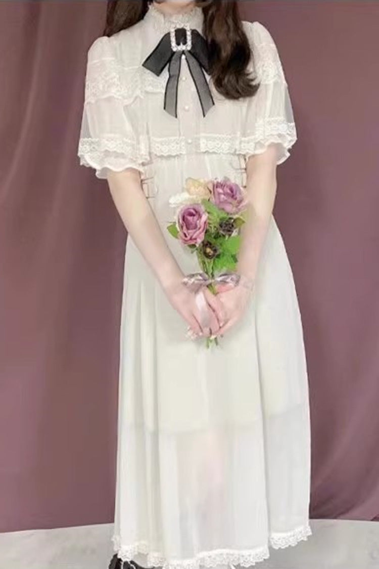 Sweet Short Sleeves Multi-Layered Lace Slim Jirai Kei Lolita Dress 4 Colors - Product - 2