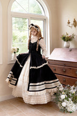 Black [Lily] Multi-Layered Ruffle Lace Classic Elegant Lolita Jsk Dress - Product - 2