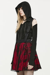 Red Double-Layer Hollow Stitching Lace Mesh Women's Gothic Skirt - Product - 2