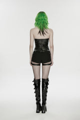 Black Halterneck Slim Studded Zippered Women's Punk Vest - Product - 5
