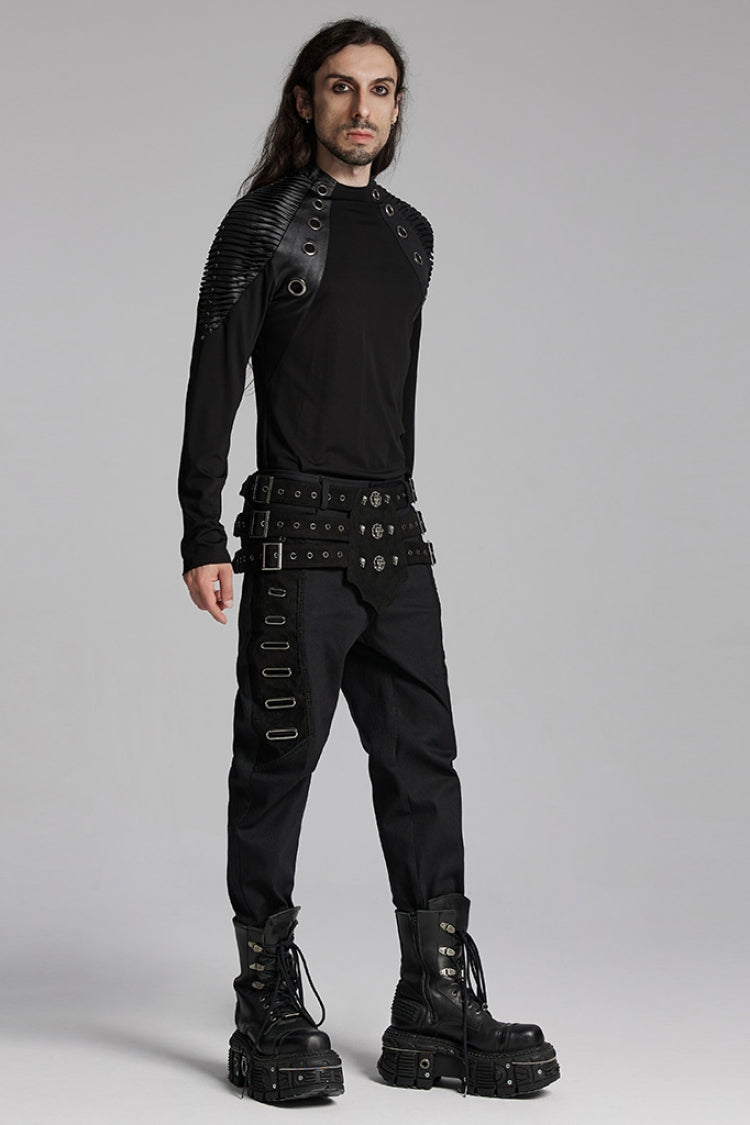 Black Skull Eyelets Buckle Men's Punk Belt - Product - 4