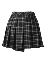 Black/White Irregular Plaid Pleated Women's Punk Hem Skirt - Product - 9
