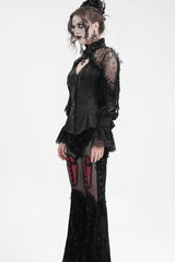 Black Long Sleeves Hollow Ripped Women's Gothic Blouse - Product - 5
