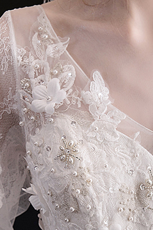White V Collar Lace Embroidered Short Sleeves High Waisted Long Hanayome Sweet Lolita Dress - Product - 5