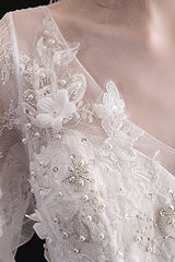 White V Collar Lace Embroidered Short Sleeves High Waisted Long Hanayome Sweet Lolita Dress - Product - 5