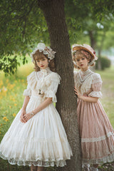 Elegant Vintage Rose Print Multi-Layer Ruffled Sweet Lolita OP Dress - Product - 6
