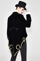 Golden Disc Flowers Hand Embroidered Gothic Mens Coat - Product - 3