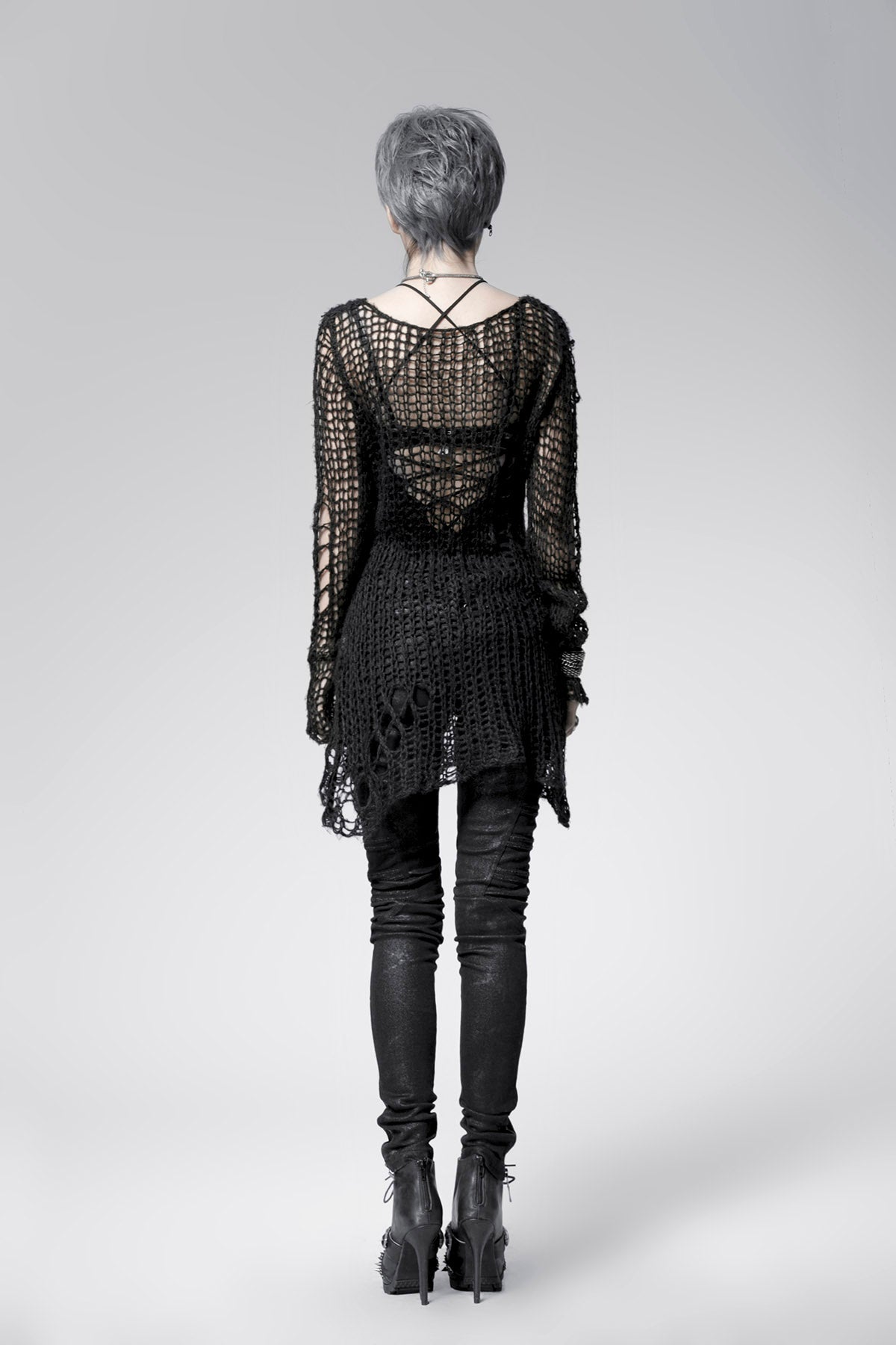 Round Collar Long Sleeves Print Ripped Women's Steampunk Sweater 3 Colors - Product - 9