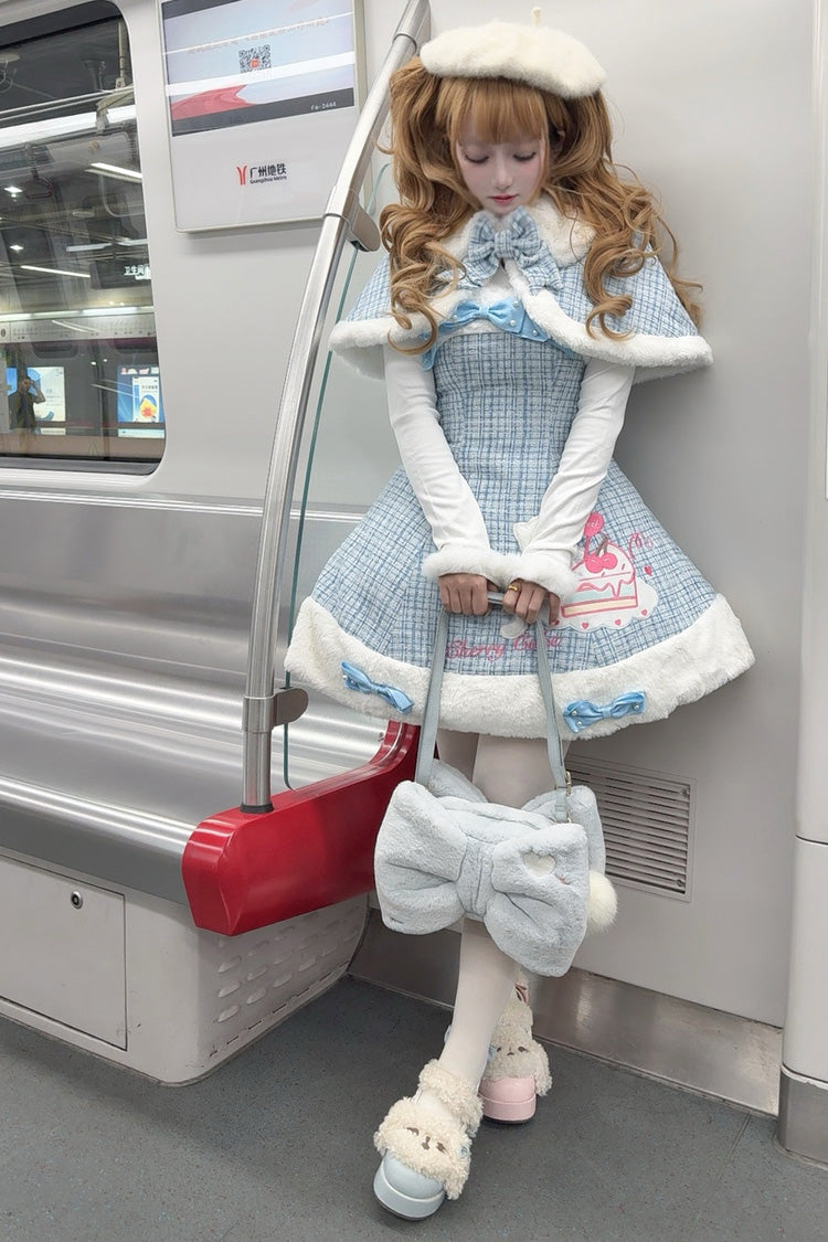 Blue Print Embroidery Bowknot Sweet Princess Lolita Jsk Dress - Product - 4