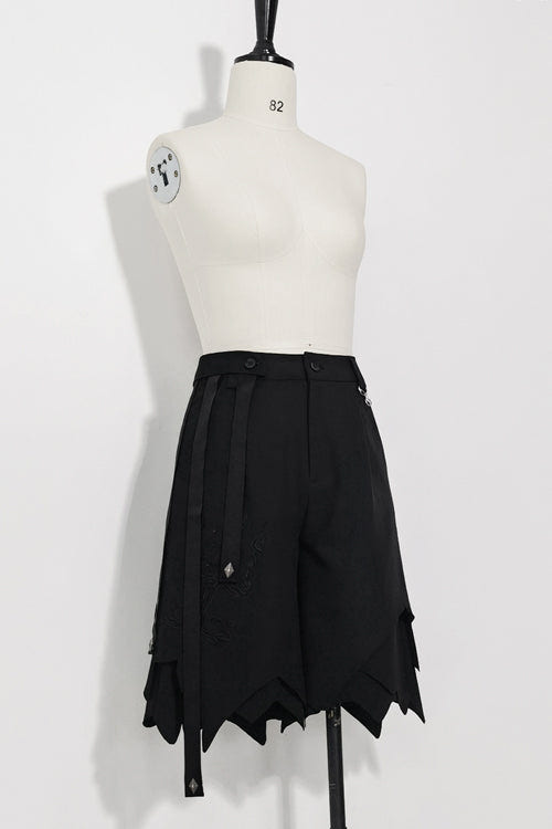 Black Spooky Shadow Irregular High Waisted Ouji Lolita Shorts - Product - 2
