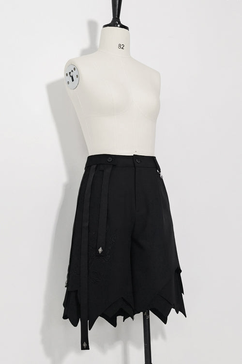 Black Spooky Shadow Irregular High Waisted Ouji Lolita Shorts - Product - 2