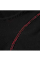 Black Round Collar Long Sleeve Front Metal Square Eyelets Decoration Short Tight Women's Punk T-Shirt - Product - 8