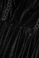 Black Long Sleeves Invisible Zipper High Waisted Hollow Stitching Women's Gothic Dress - Product - 6