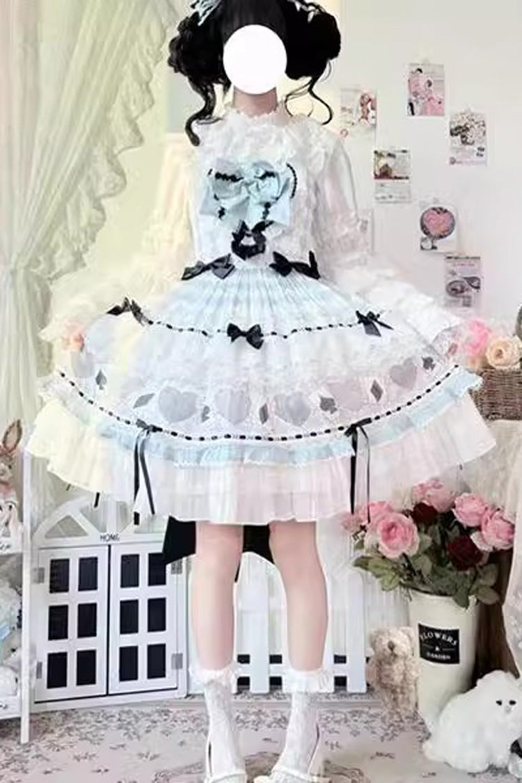 Mint Green [Bamboo Overture] Sleeveless Print Ruffle Bowknot Lace Sweet Lolita Dress - Product - 2