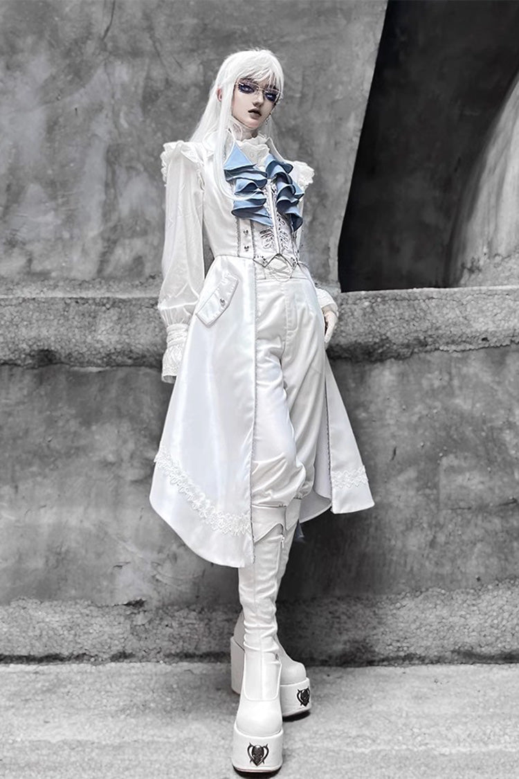 White Mermaid Bone Embroidery Ouji Fashion Handsome Lolita Long Pants - Product - 3