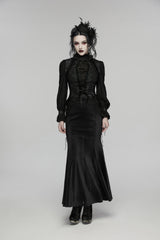 Black Jacquard Embroidered Lace Lace-Up Slim Women's Gothic Vest - Product - 4