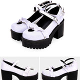 Round Toe Hollow Out Heart Shape Ruffle School Sweet Lolita Shoes - Product - 11