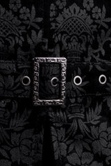Black Retro Jacquard Front Woven Strap Metal Button Men's Gothic Vest - Product - 13