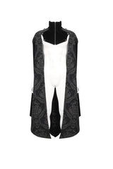 Black Removable Chain Pendant Short Front And Long Back Men's Gothic Cloak - Product - 5