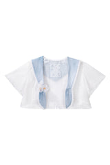 Blue [Clouds Resting in the Wilderness] Print Ruffle Embroidery Bowknot Lace Irregular Lolita Jsk Dress - Product - 5