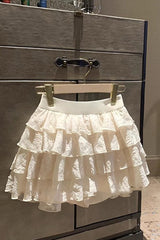 Apricot Multi-Layered Print Ruffle Embroidery Bowknot Sweet Vintage Lolita Skirt - Product - 8