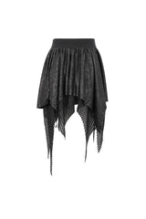 Black Lrregular Mesh Splice Buckle Women's Gothic Skirt - Product - 8