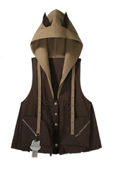 Brown [Fox Trail Chronicles] Sleeveless Hooded Punk Prince Ouji Lolita Set - Jacket(Only) - 11