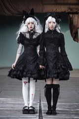 Dark Black High Waisted Ruffled Hanayome Gothic Lolita Dress - Product - 2